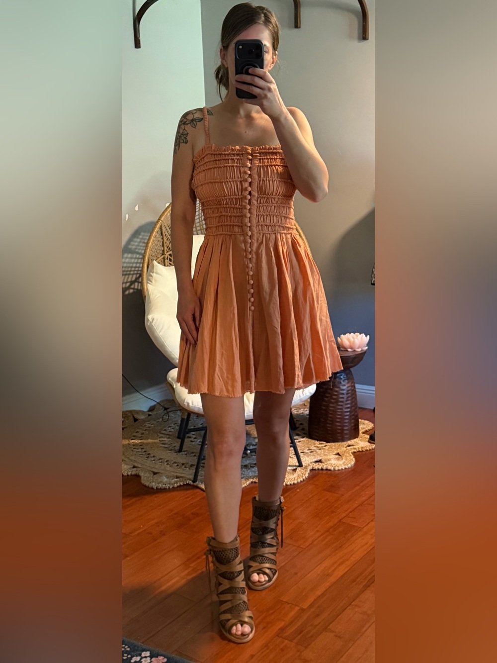 VICI Coral Tie-Front Maxi Top or Dress with Flowing Back